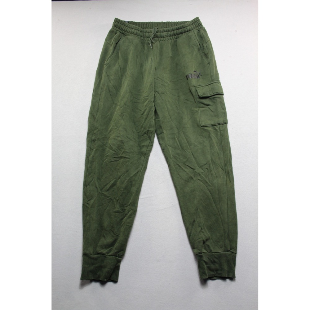 Puma Cargo Sweatpants Mens Medium Green Excellent Fleece Joggers Drawstring Logo